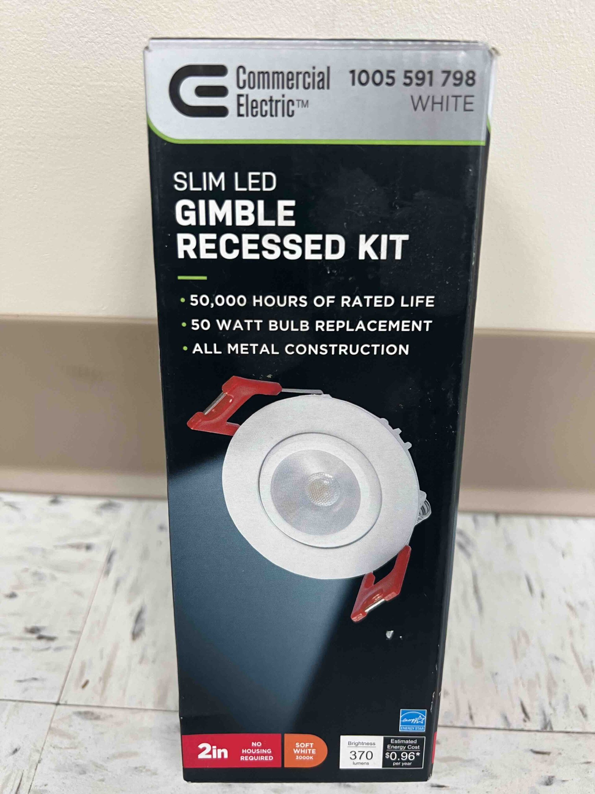 COMMERCIAL ELECTRIC 2 In. Gimble LED Integrated Trimless Recessed Lighting Kit