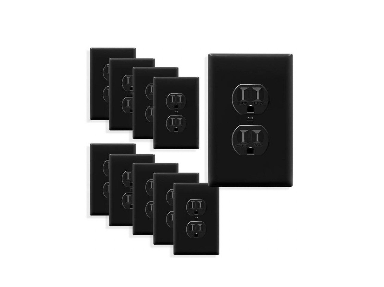 Enerlites Duplex Electrical Outlet Residential Grade Receptacle 3-Wire Self-Grounding 2-Pole 15A 125V UL Listed Black