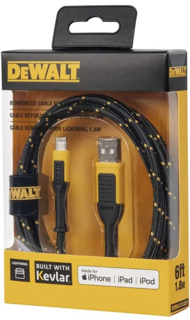 Dewalt Lightning To USB Kevlar Reinforced Cable 6ft (1.8m)
