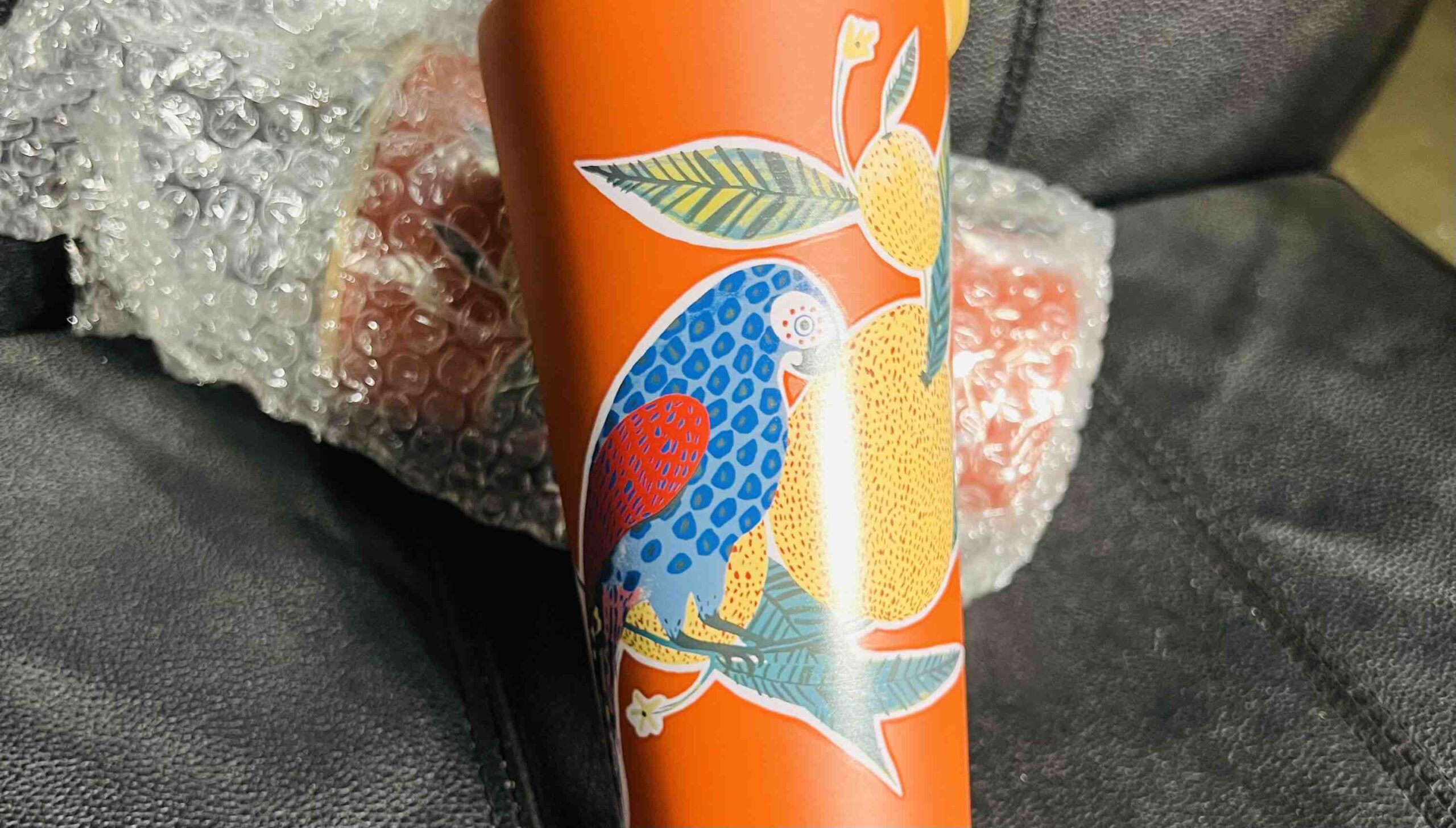 Stainless Double Wall Vacuum Straw Tumbler Parrot 18.5oz Bamboo Lid