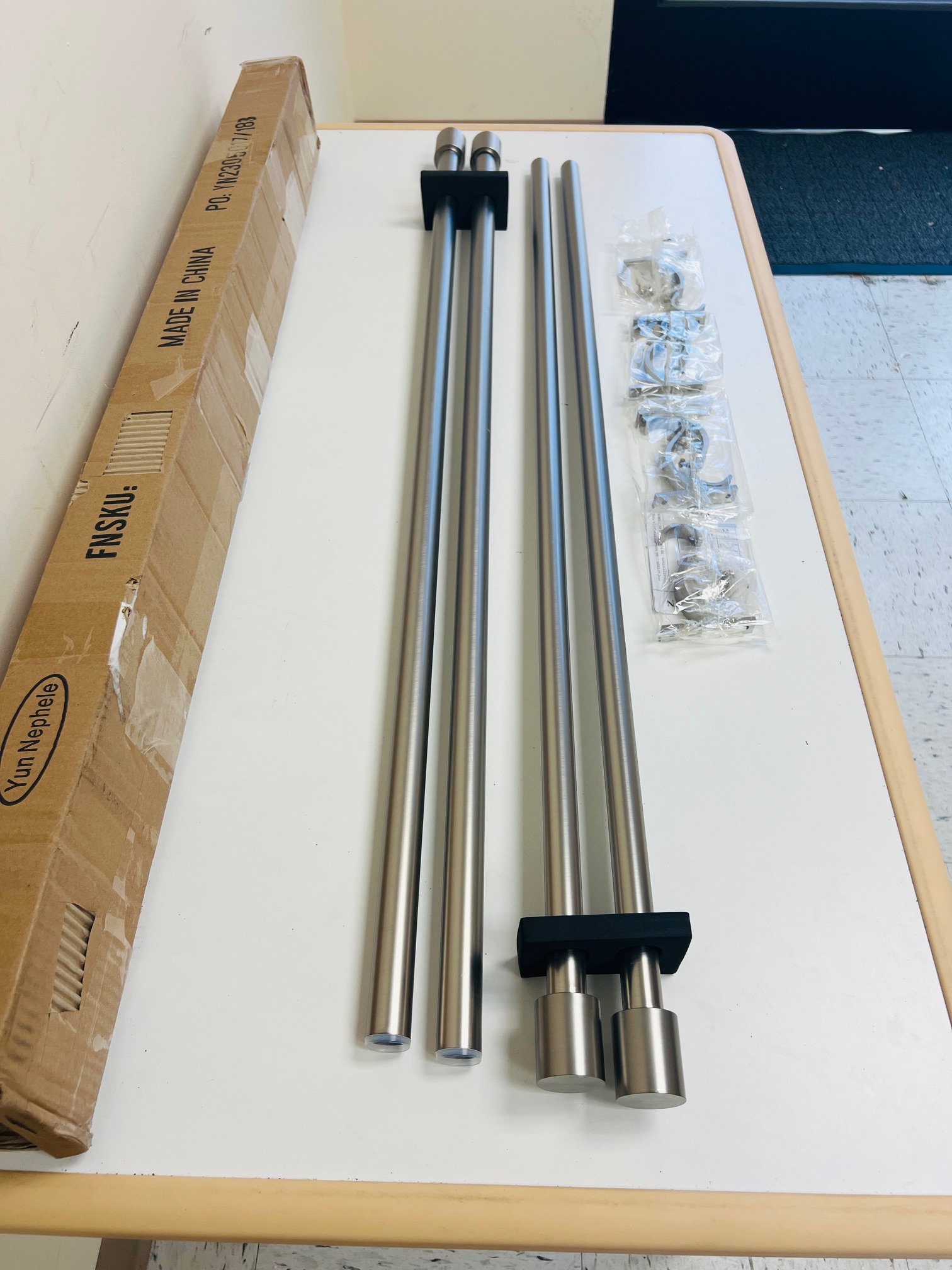 Deco Window 36"-66" Adjustable Bright Nickel Premium Collection Curtain Rod with Round Finials