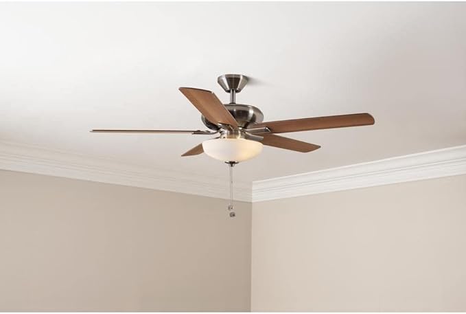 Hampton Bay Holly Springs Low Profile 52 in. LED Indoor Matte White Ceiling Fan with Light Kit - Reversible Blades
