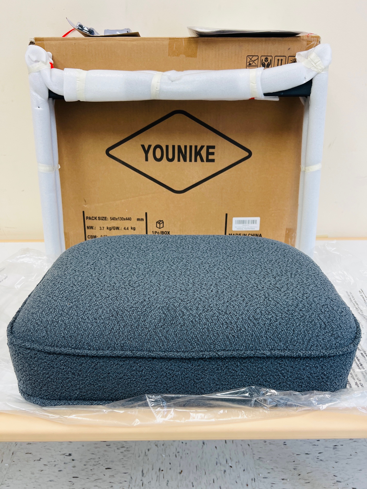 YOUNIKE Ottoman Foot Stool with Metal Legs and Upholstered Teddy Velvet Cushion