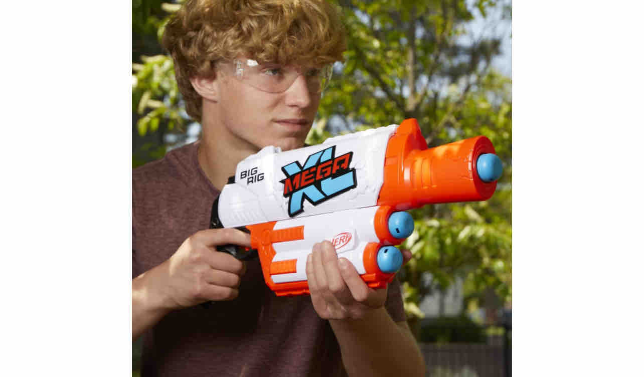 Hasbro NERF Mega XL Big Rig Blaster, Largest Darts Ever, 3 Whistler