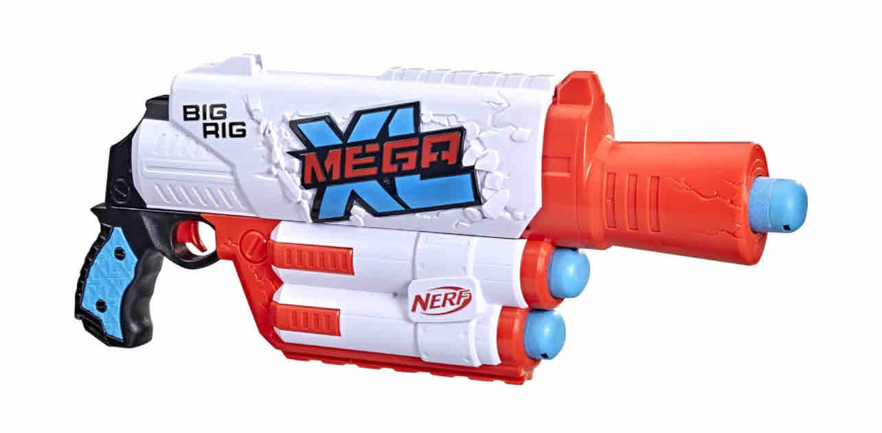 Hasbro NERF Mega XL Big Rig Blaster, Largest Darts Ever, 3 Whistler