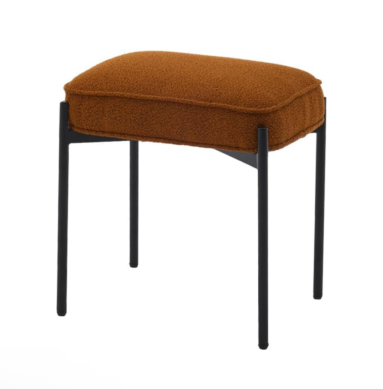 YOUNIKE Ottoman Foot Stool with Metal Legs and Upholstered Teddy Velvet Cushion