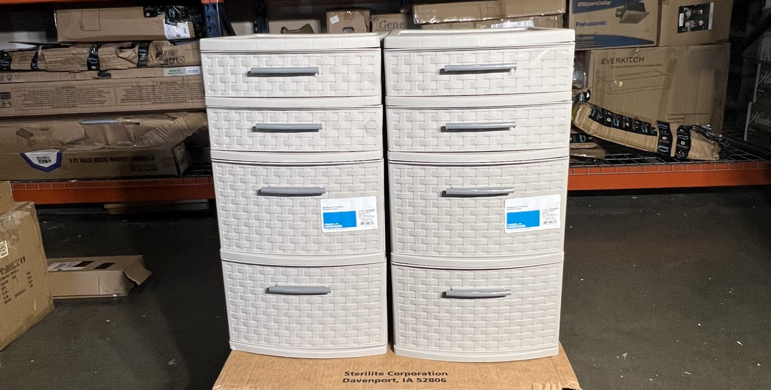 Sterilite Medium Weave 4 Drawer Organizer Storage Tower, Gray (1 Pack)