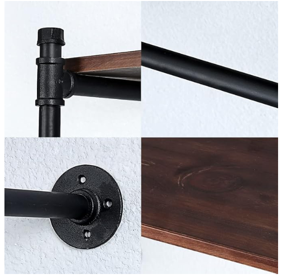 30 in. -(1 Layer) Industrial Pipe Clothing Rack Wall Mounted Wood Shelf inventory item