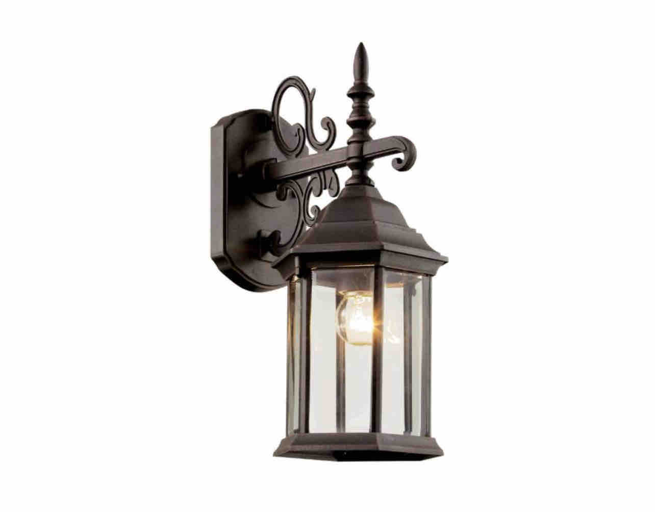 Bel Air Lighting Josephine 14 in. 1-Light Rust Outdoor Wall Light Fixture with Clear Glass