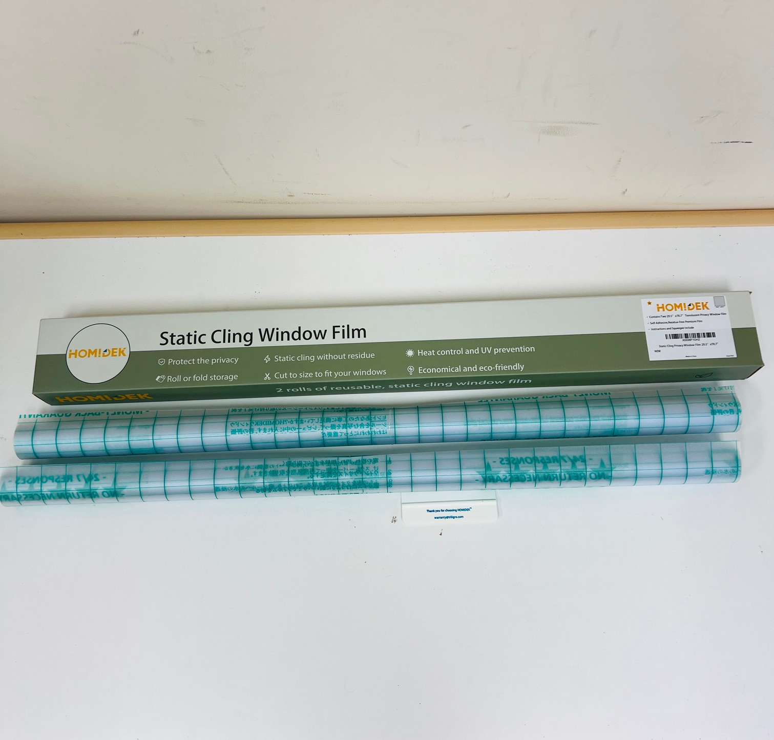 HOMIDEK 29.5"x78.7" Static Cling Removable Frosted Glass Window Tinting Film for Privacy, Sun UV Blocking