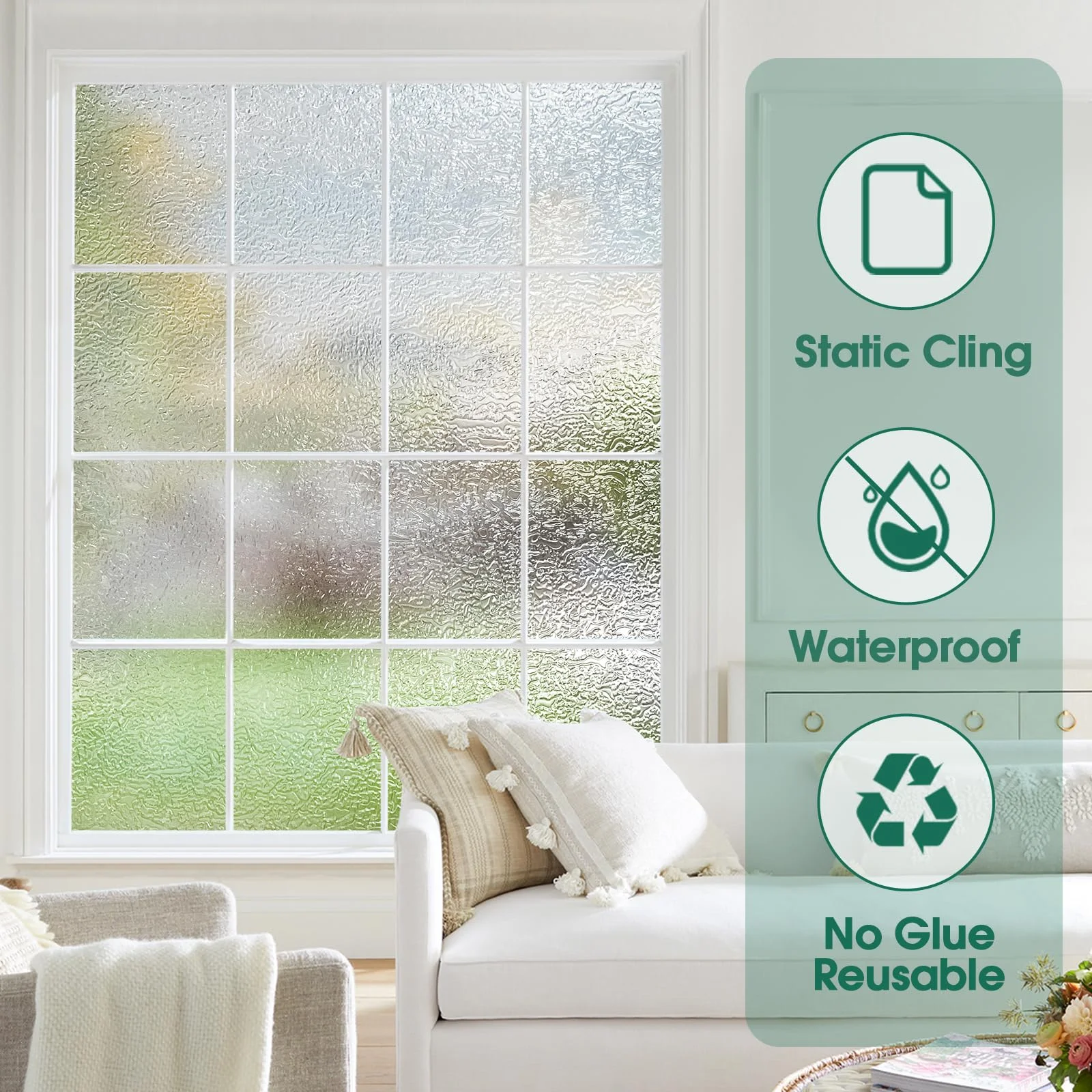 HOMIDEK 29.5"x78.7" Static Cling Removable Frosted Glass Window Tinting Film for Privacy, Sun UV Blocking