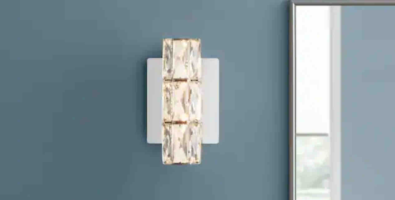 Home Decorators Keighley Chrome LED Crystal Wall Sconce Light Fixture