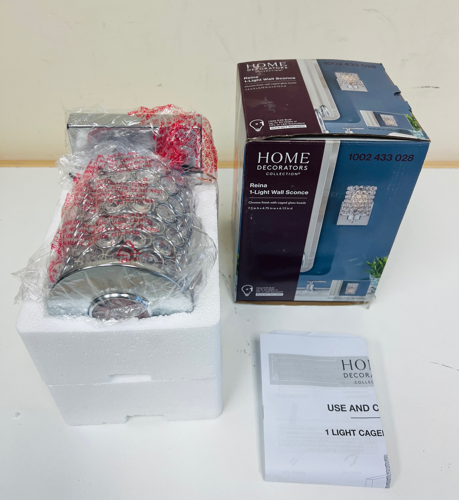 Home Decorator's Collection Reina 1-Light Chrome Wall Scone