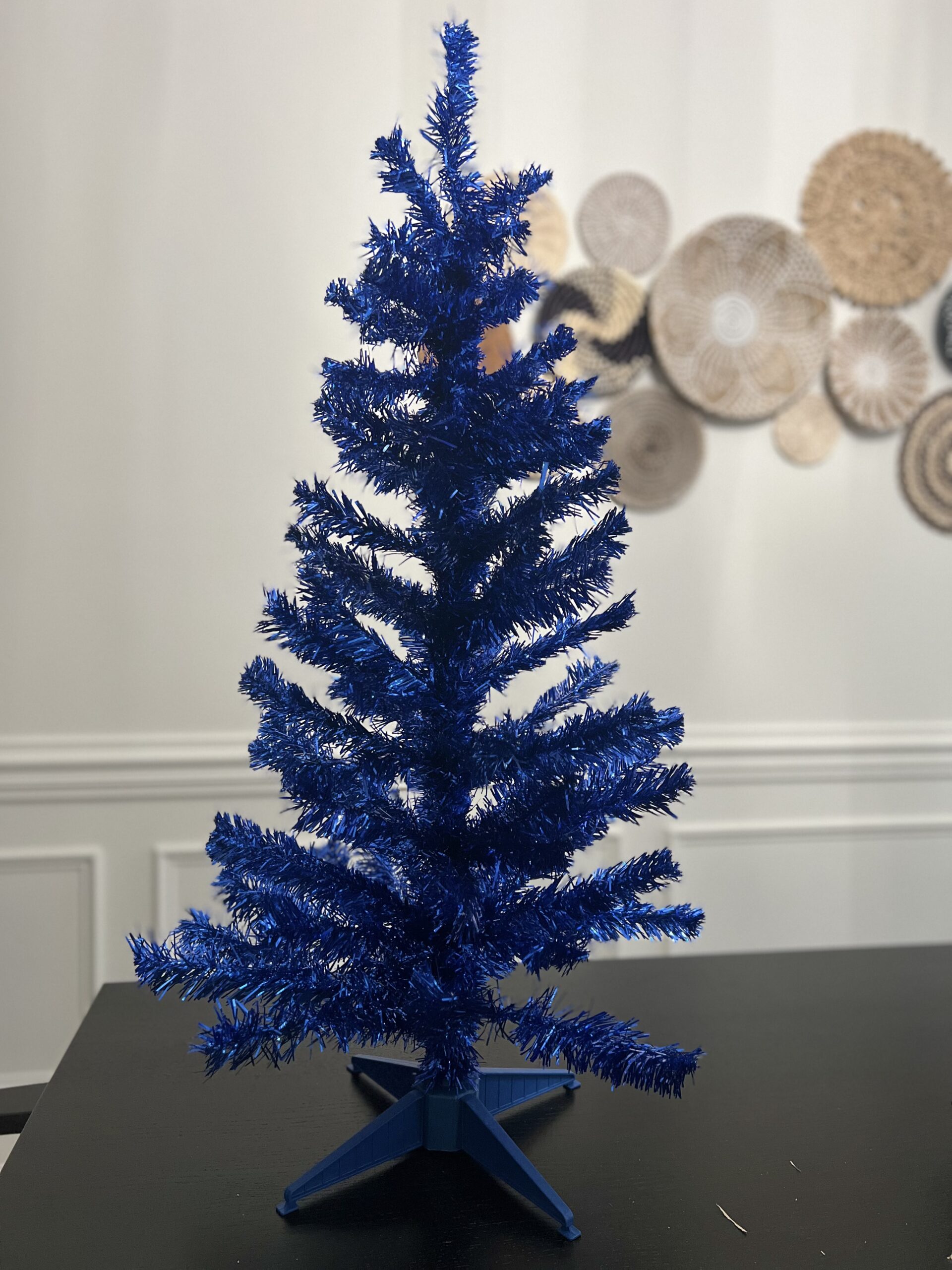National Tree Company Artificial Christmas Tree, Blue Tinsel, Includes Stand, 3 feet