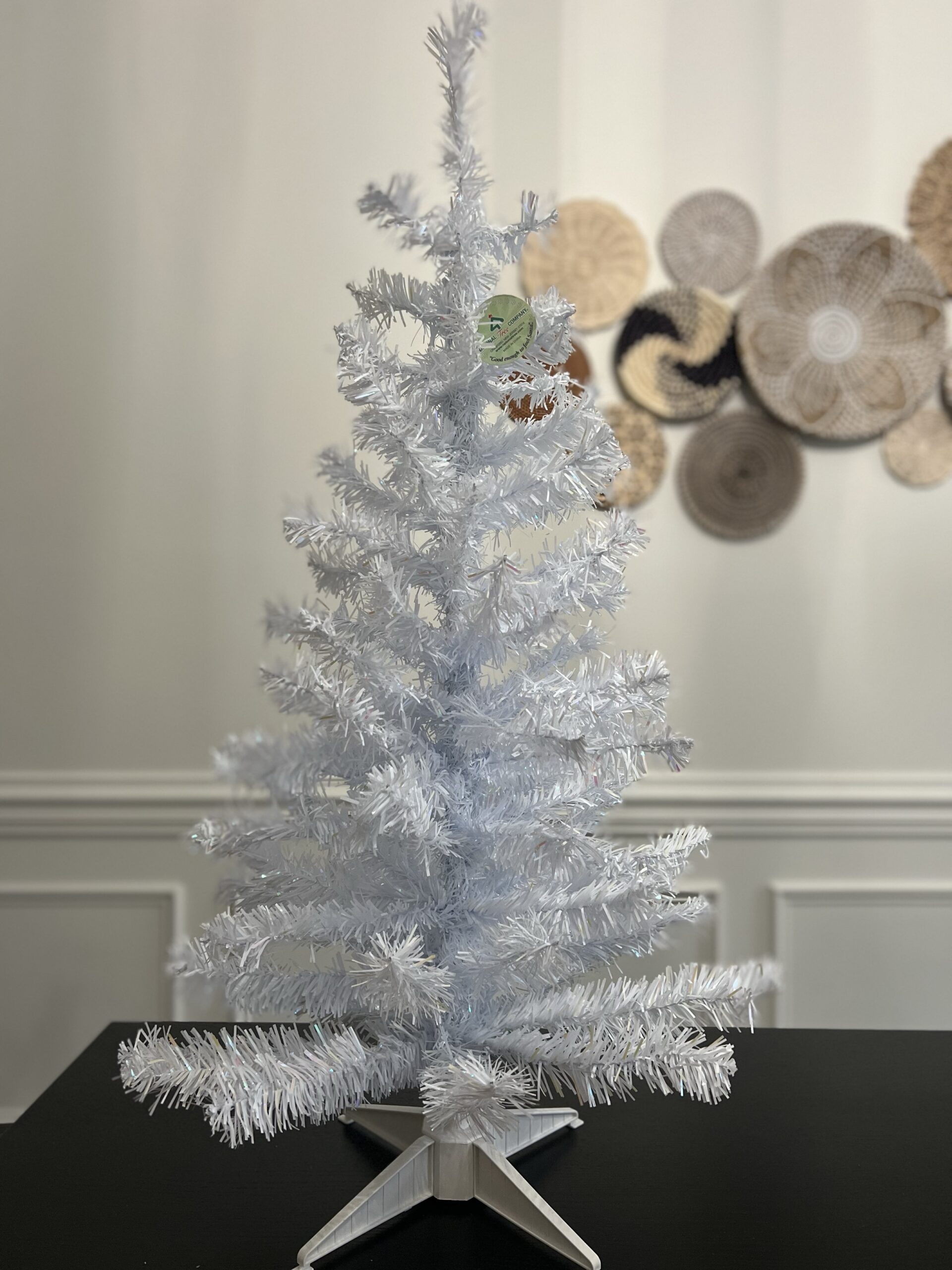 National Tree Company Artificial Christmas Tree, White Tinsel, Includes Stand, 3 feet