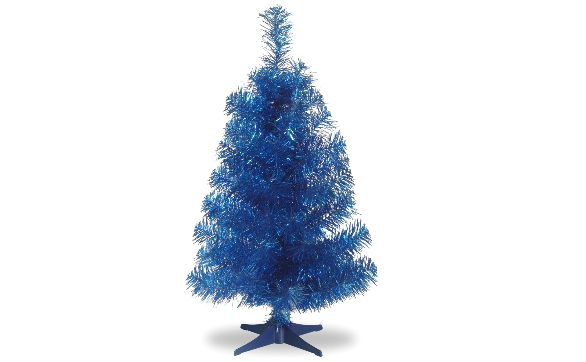 National Tree Company Artificial Christmas Tree, Blue Tinsel, Includes Stand, 3 feet