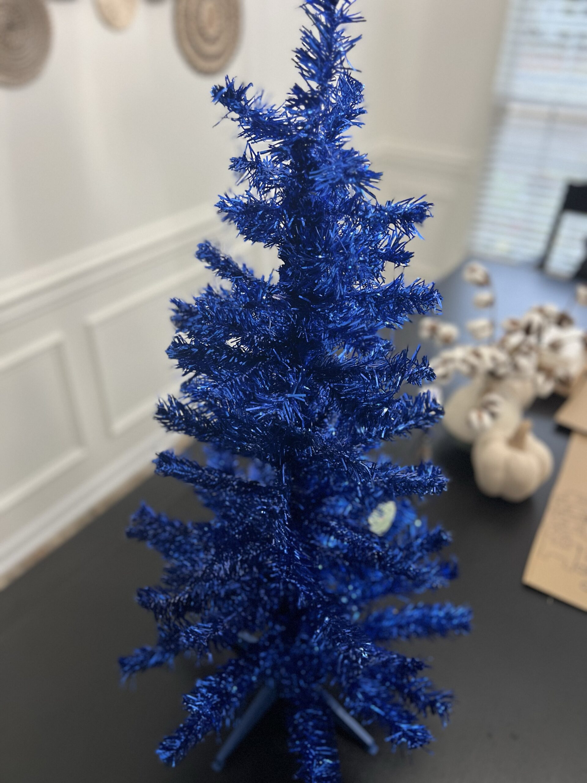 National Tree Company Artificial Christmas Tree, Blue Tinsel, Includes Stand, 3 feet