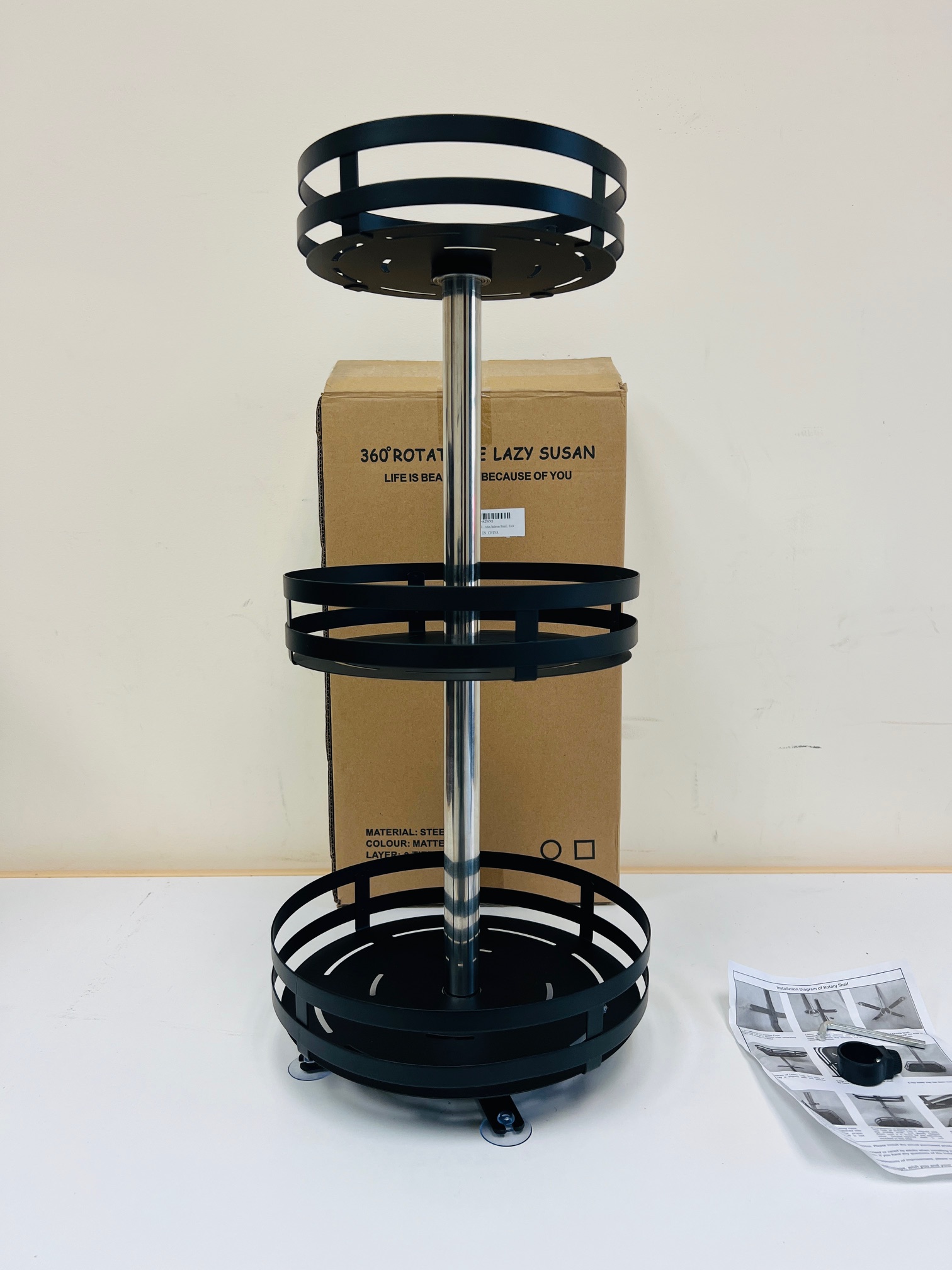 3-Tier 360-Degree Lazy Susan Rotatable Spice Rack Kitchen Cabinet Organizer Shelf