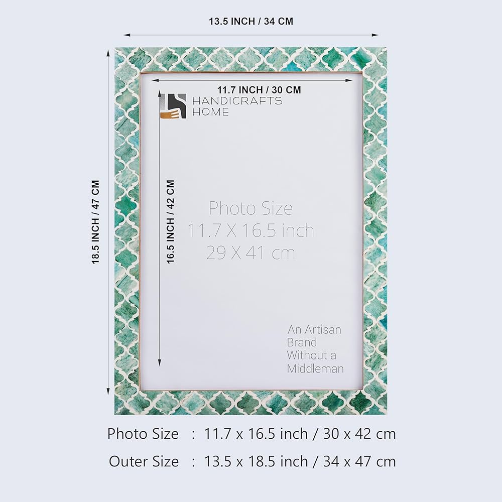 Handicrafts Home Picture Frames 11.7x16.5, A3 Photo Frame Guest Living Room Wall Decor Gifts, Moroccan Green