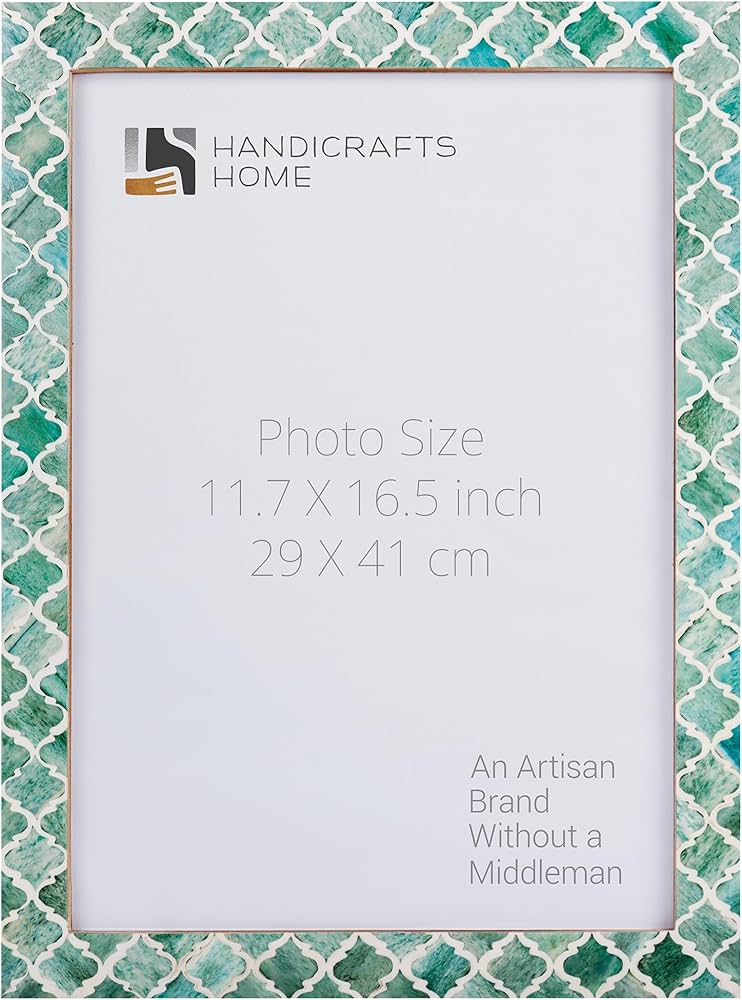 Handicrafts Home Picture Frames 11.7x16.5, A3 Photo Frame Guest Living Room Wall Decor Gifts, Moroccan Green