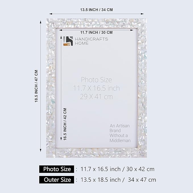 Handicrafts Home Picture Frames 11.7x16.5, A3 Photo Frame Guest Living Room Wall Decor Gifts, MOP White