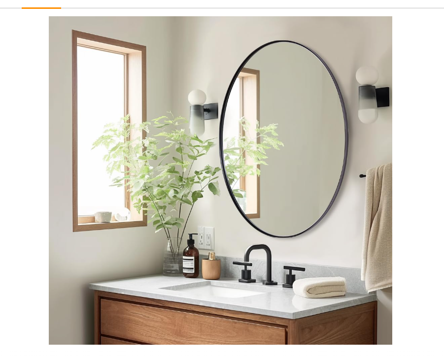 NXHOME Black Oval Mirror for Bathroom, Matte Metal Frame Modern Circle Mirrors, Wall Mounted Entryway Decorative Farmhouse Vanity Mirror 24×36in