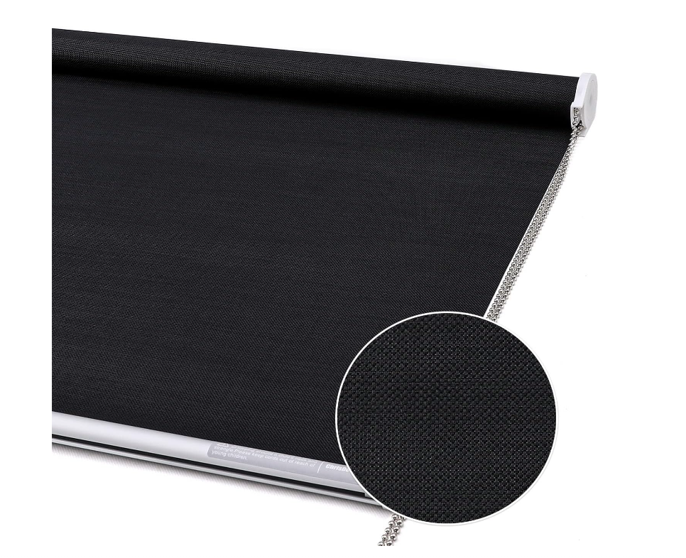 ChrisDowa Light Filtering Roller Shades, with 5% Openness Solar Screen, UV Protection Fabric. Solar Semi Sheer Roller Blinds for Office and Home. Easy to Install. Black, 31"W x 72"H
